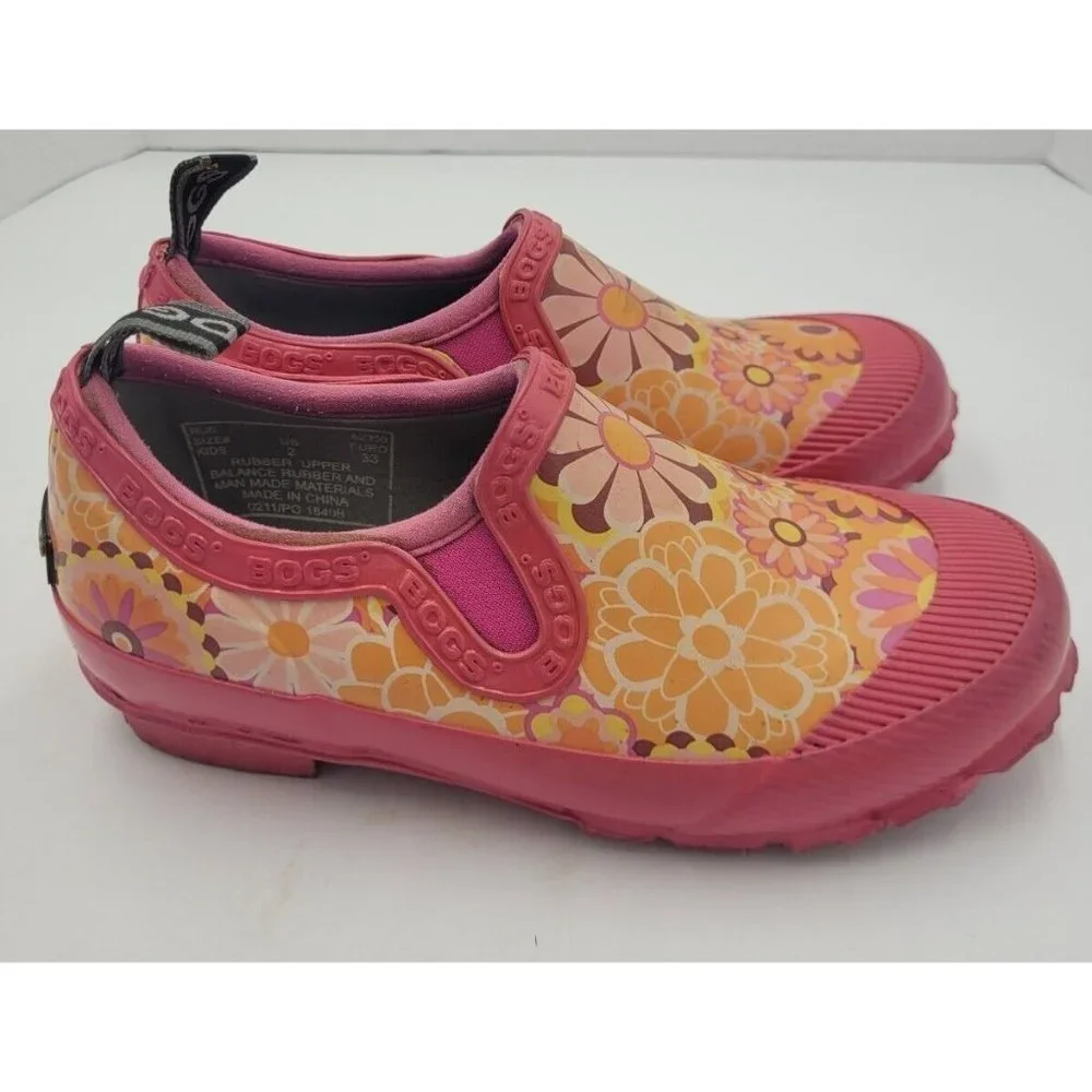 Girl's BOGS RUE Rain Moccasin Slip On Shoes SIZE 2 US 33 EU WATERPROOF